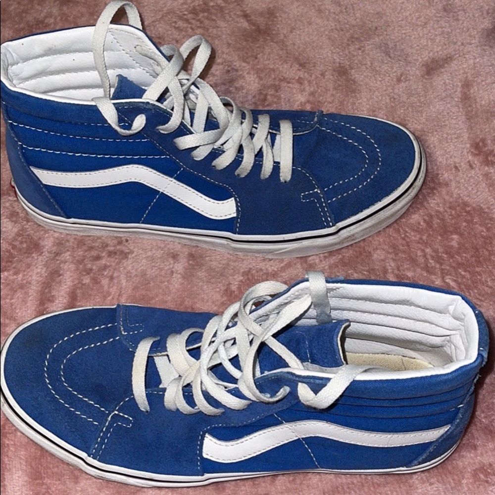 Blue old skool suede high top vans